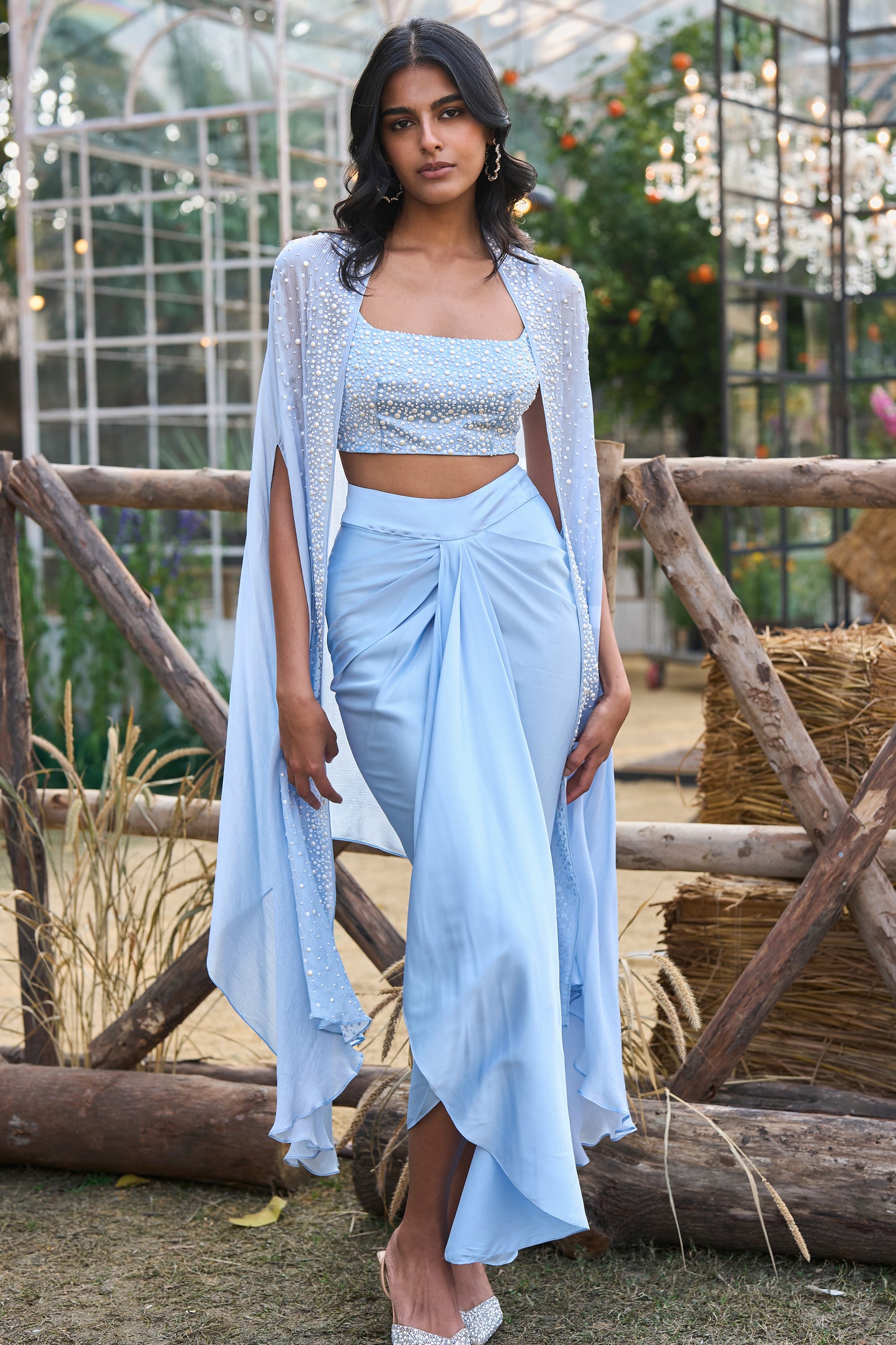 DRAPED SATIN SKIRT