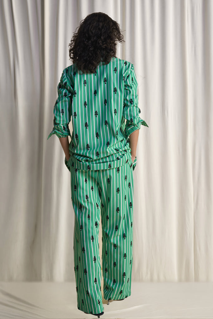 MOTIF BEAD EMBROIDERED STRIPE SHIRT & PANT SET dash and dot