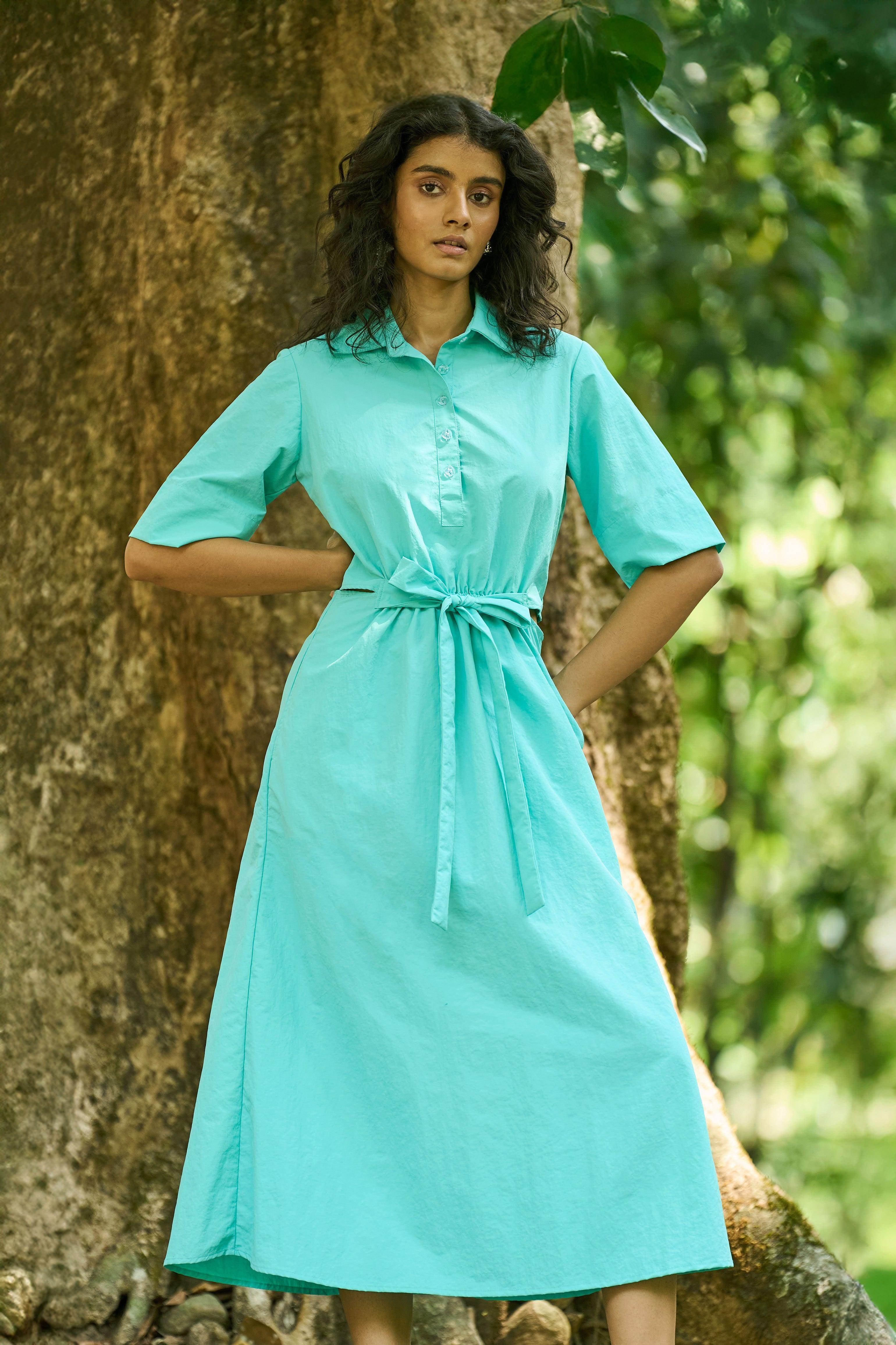 Knee Length Tie Shirt Dress Dash And Dot FRONT TIE SHIRT DRESS Online Store   Dash And