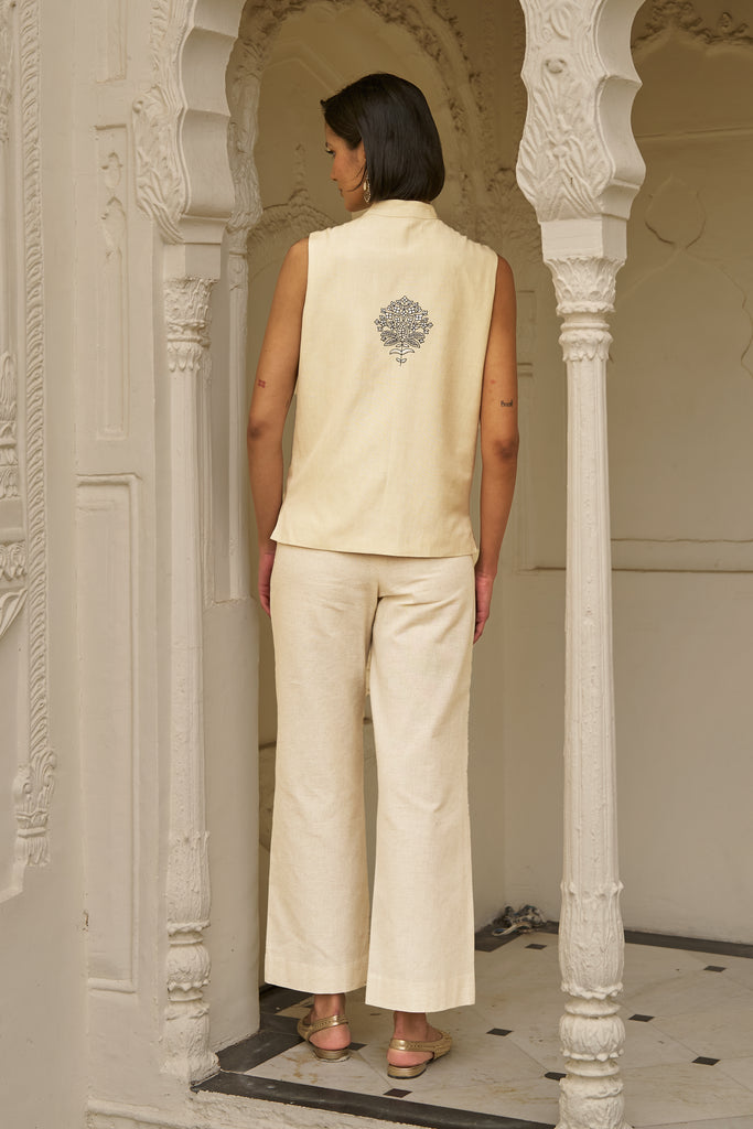 LINEN EMBROIDERED PANT dash and dot