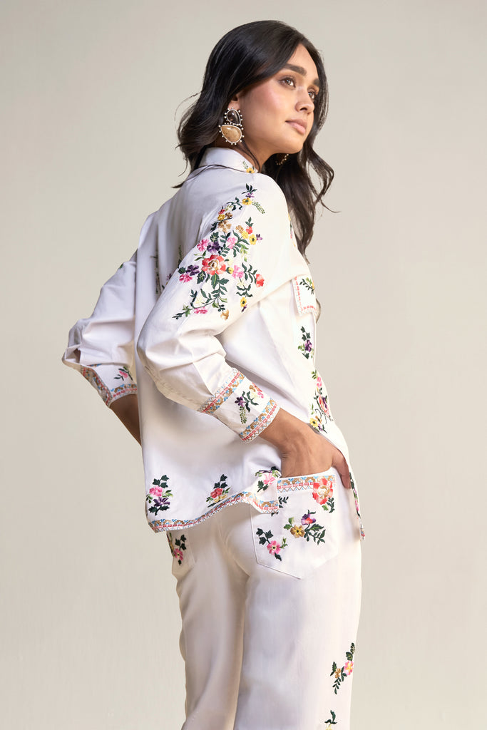 PLACEMENT FLORAL EMBROIDERED POPLIN PANT SET dash and dot