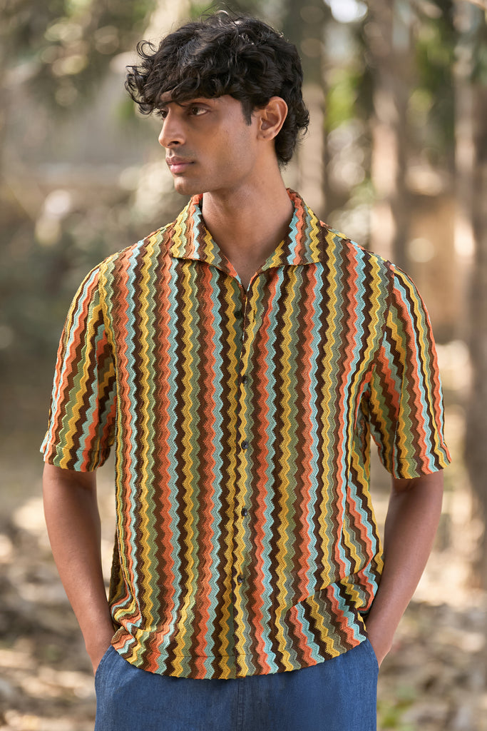 MULTICOLOUR TEXTURED KNIT SHIRT dash and dot