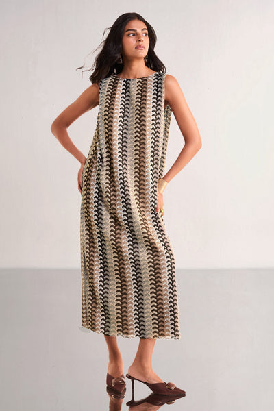 CROCHET KNIT BACK KNOT MIDI