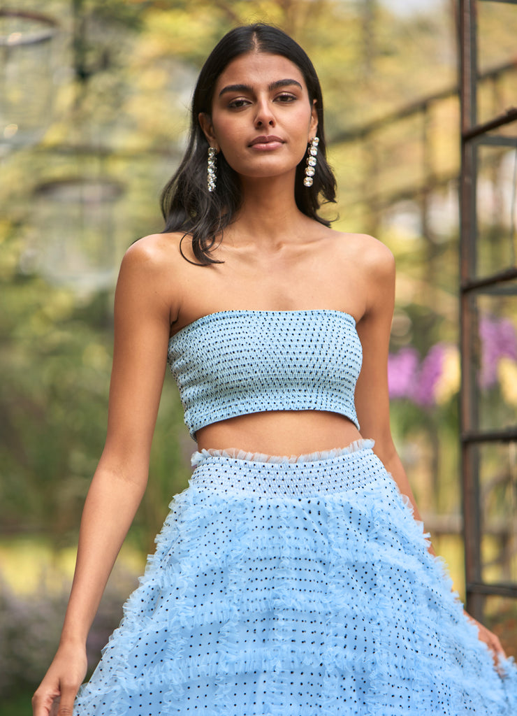POLKA DOT SMOCKED BRALETTE dash and dot