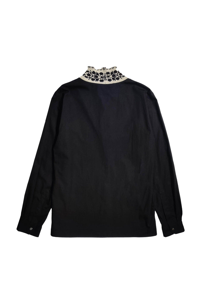 CONTRAST RIB SHAWL COLLAR SHIRT - dash and dot dash and dot