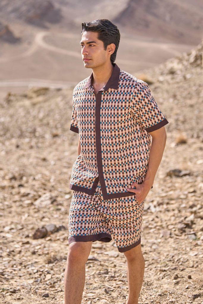 GEO PRINT POPLIN SHORTS SET - dash and dot dash and dot