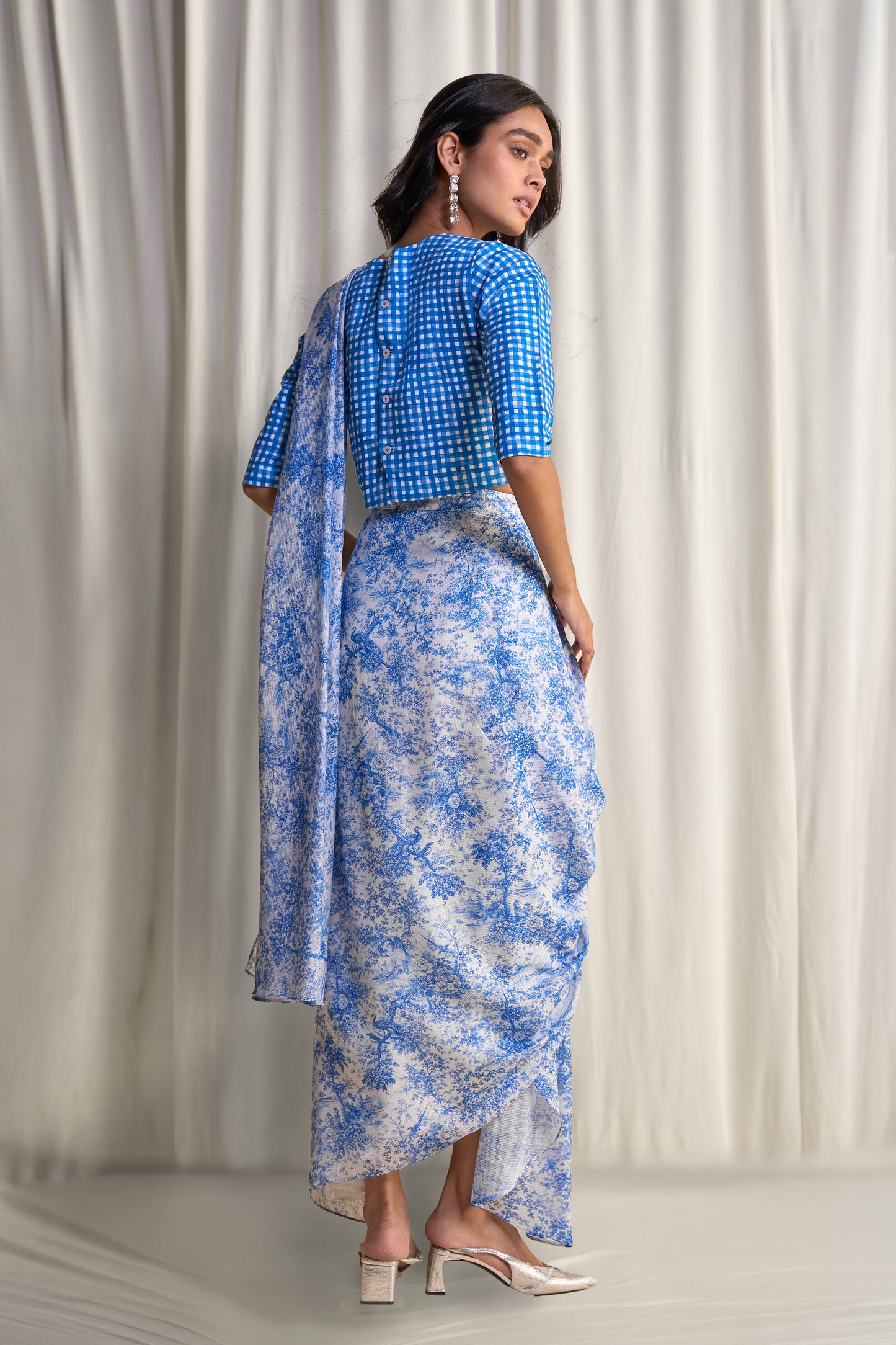 TOILE PRINT SARI DRAPE SKIRT