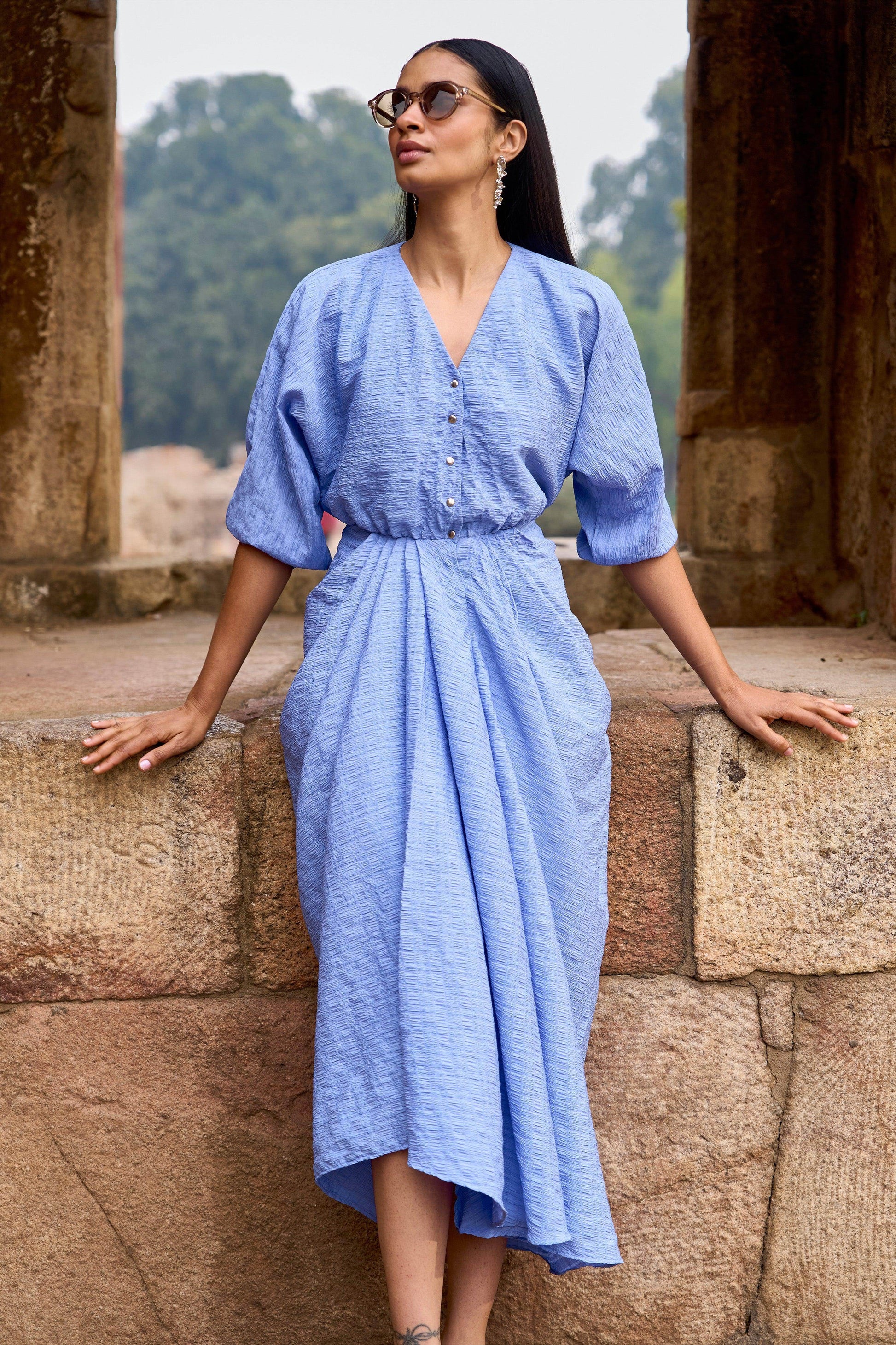 TEXTURED DRAPED MIDI - dash and dot