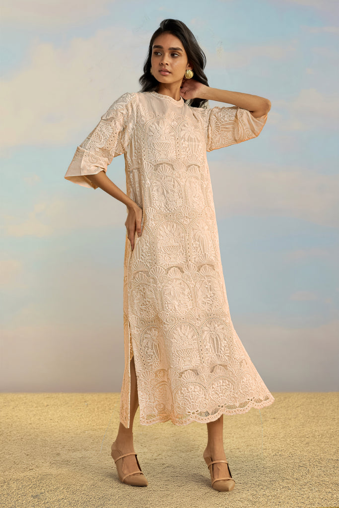 CUTWORK EMBROIDERED SCALLOPED MAXI dash and dot