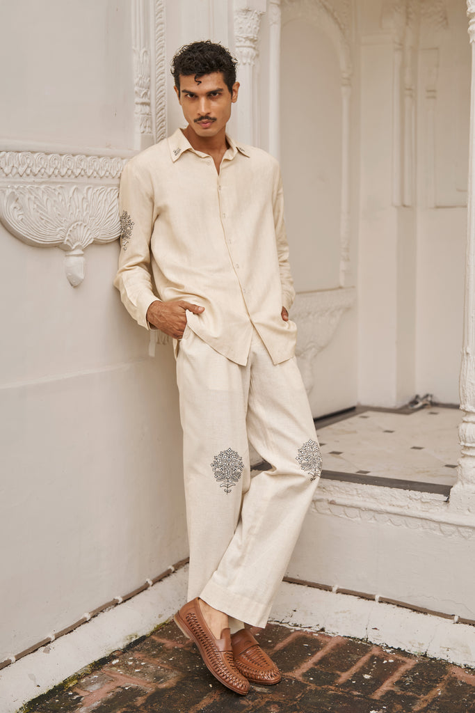 LINEN EMBROIDERED PANT dash and dot