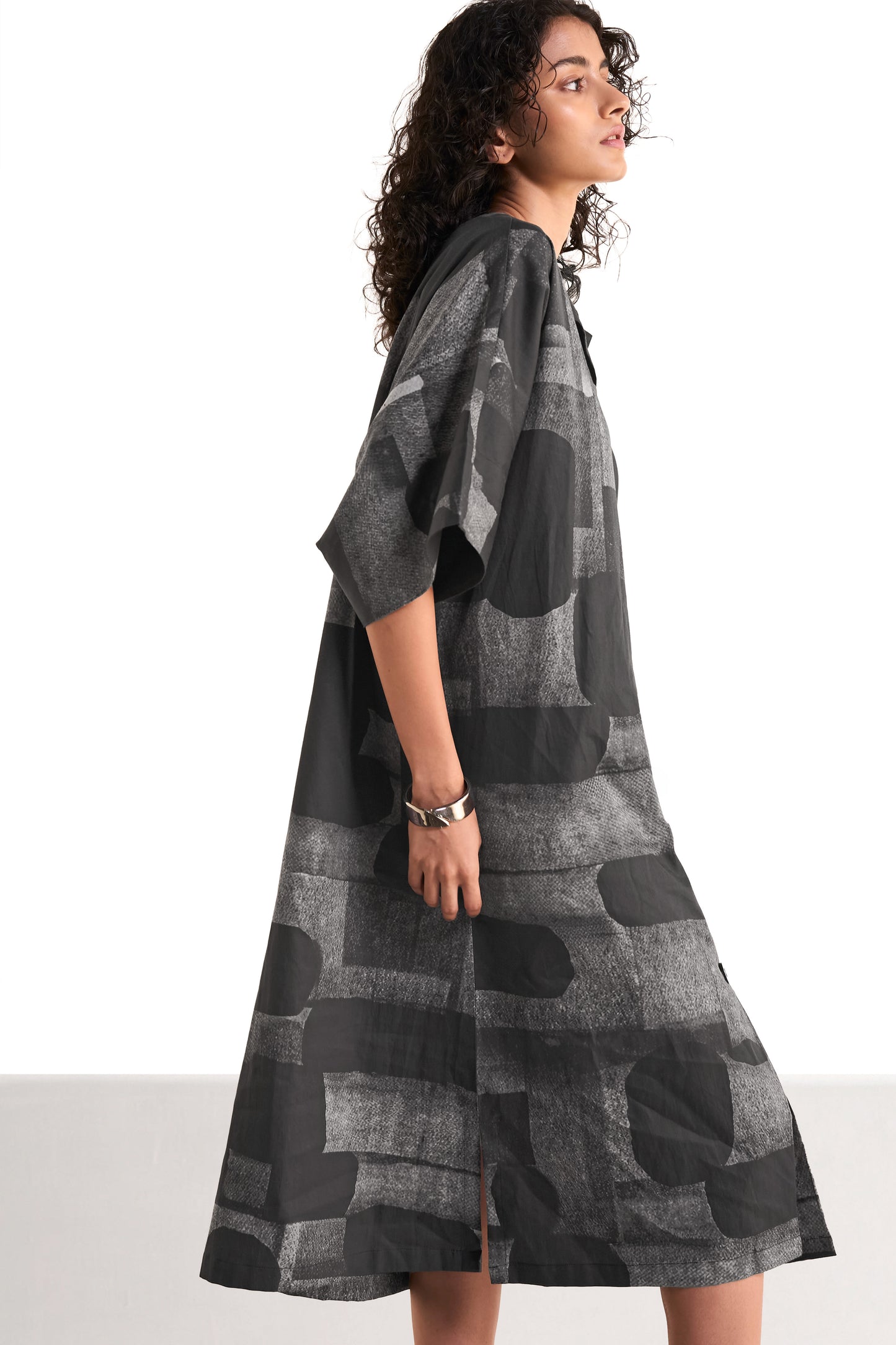 ABSTRACT GEOMETRIC PRINT SHIRT DRESS