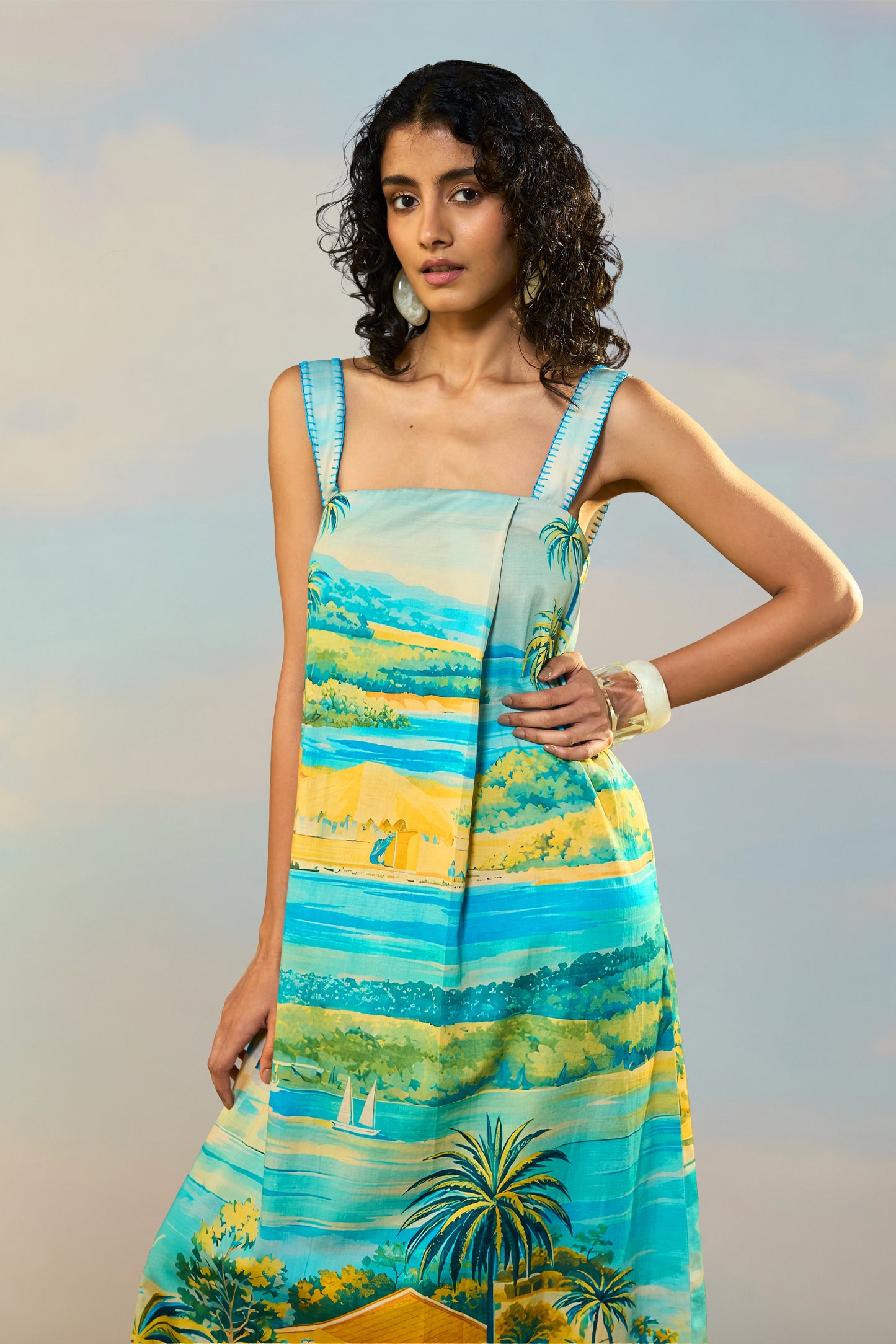 SCENIC PRINT MAXI DRESS