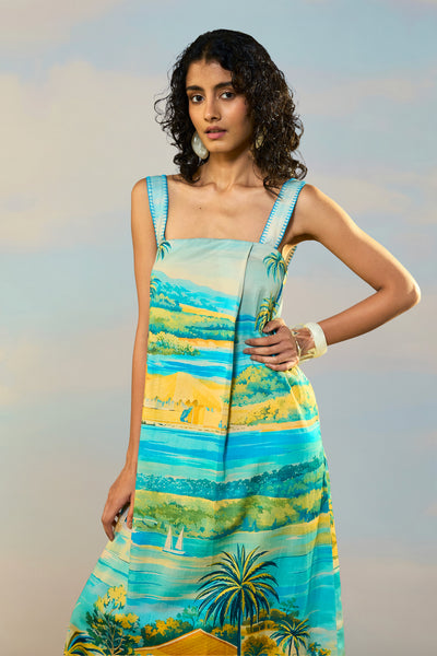 SCENIC PRINT MAXI DRESS