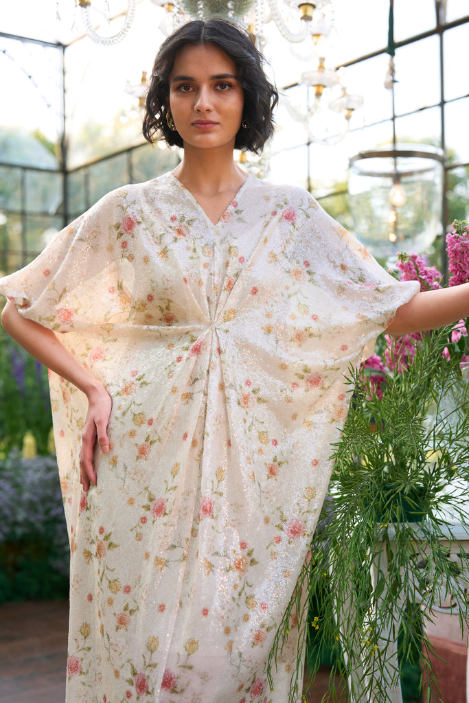 FLORAL SEQUIN KAFTAN DRESS dash and dot