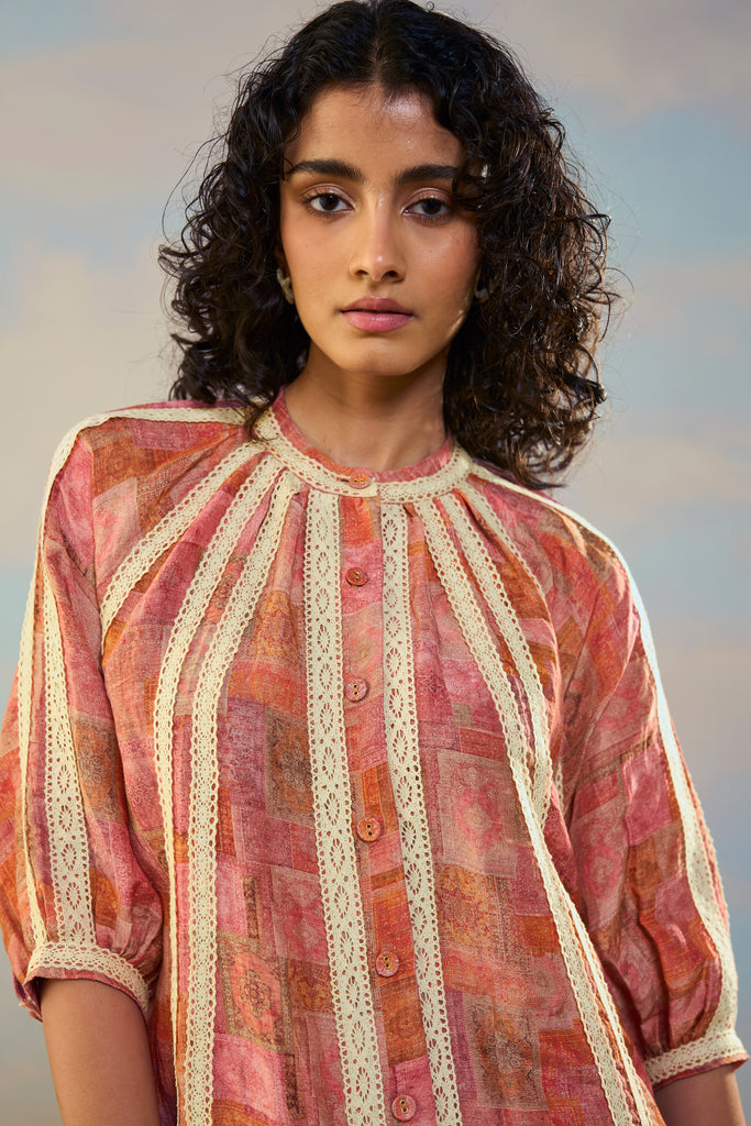 PRINTED LINEN-LACE DRESS dash and dot