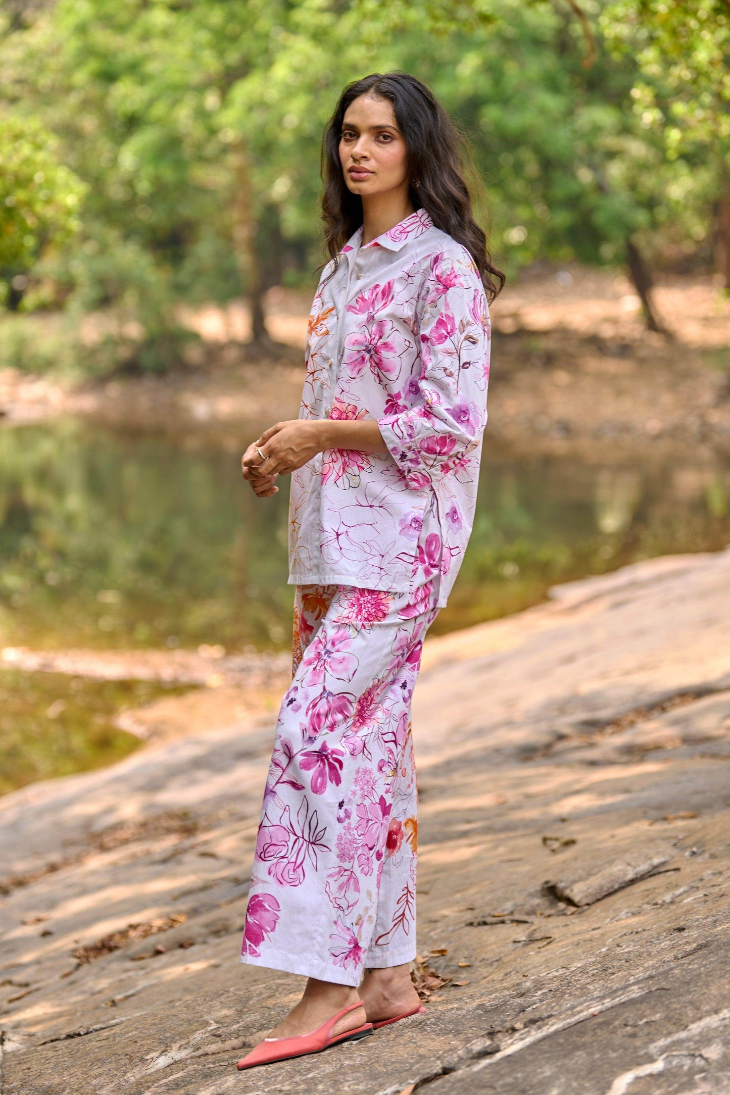 ASYMMETRIC FLORAL PRINT PANT - dash and dot