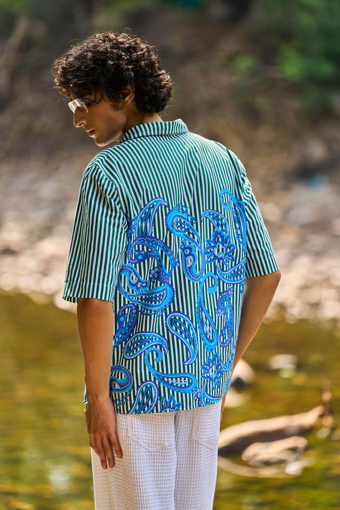 PRINTED STRIPE POPOVER SHIRT - dash and dot dash and dot