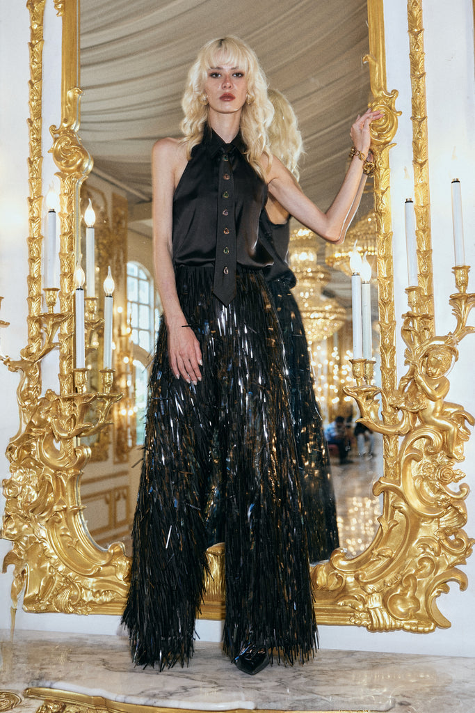 HALTER SHIRT WITH BEJEWELLED TIE dash and dot