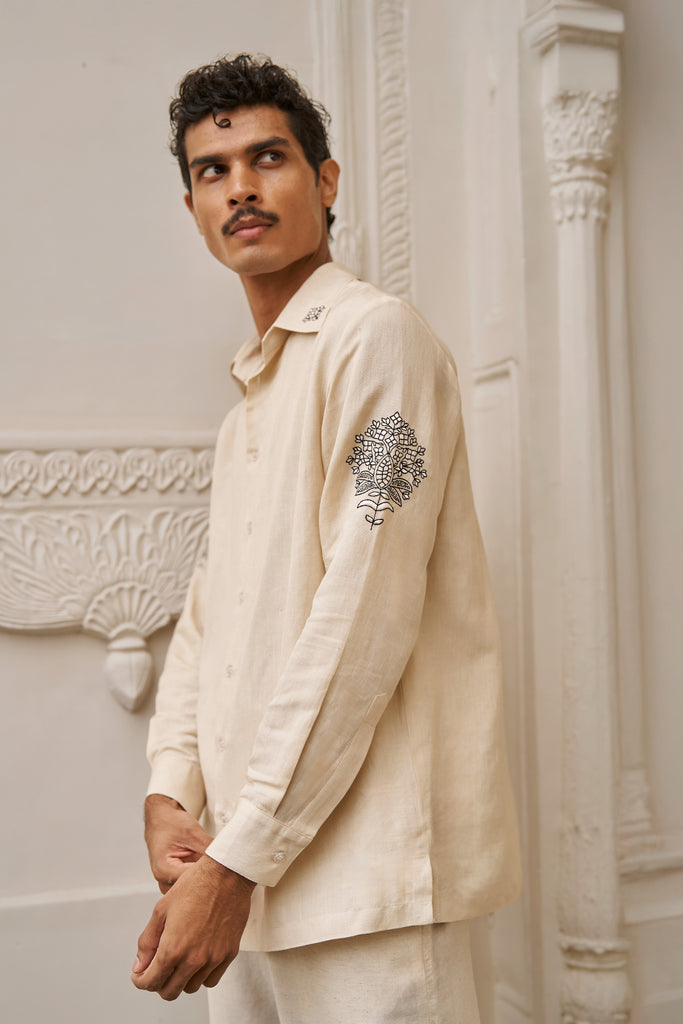 LINEN EMBROIDERED SHIRT dash and dot