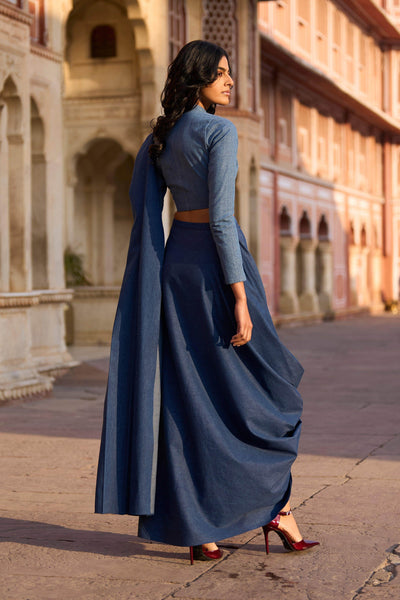 DENIM ZIP SHIRT AND SARI SKIRT - dash and dot