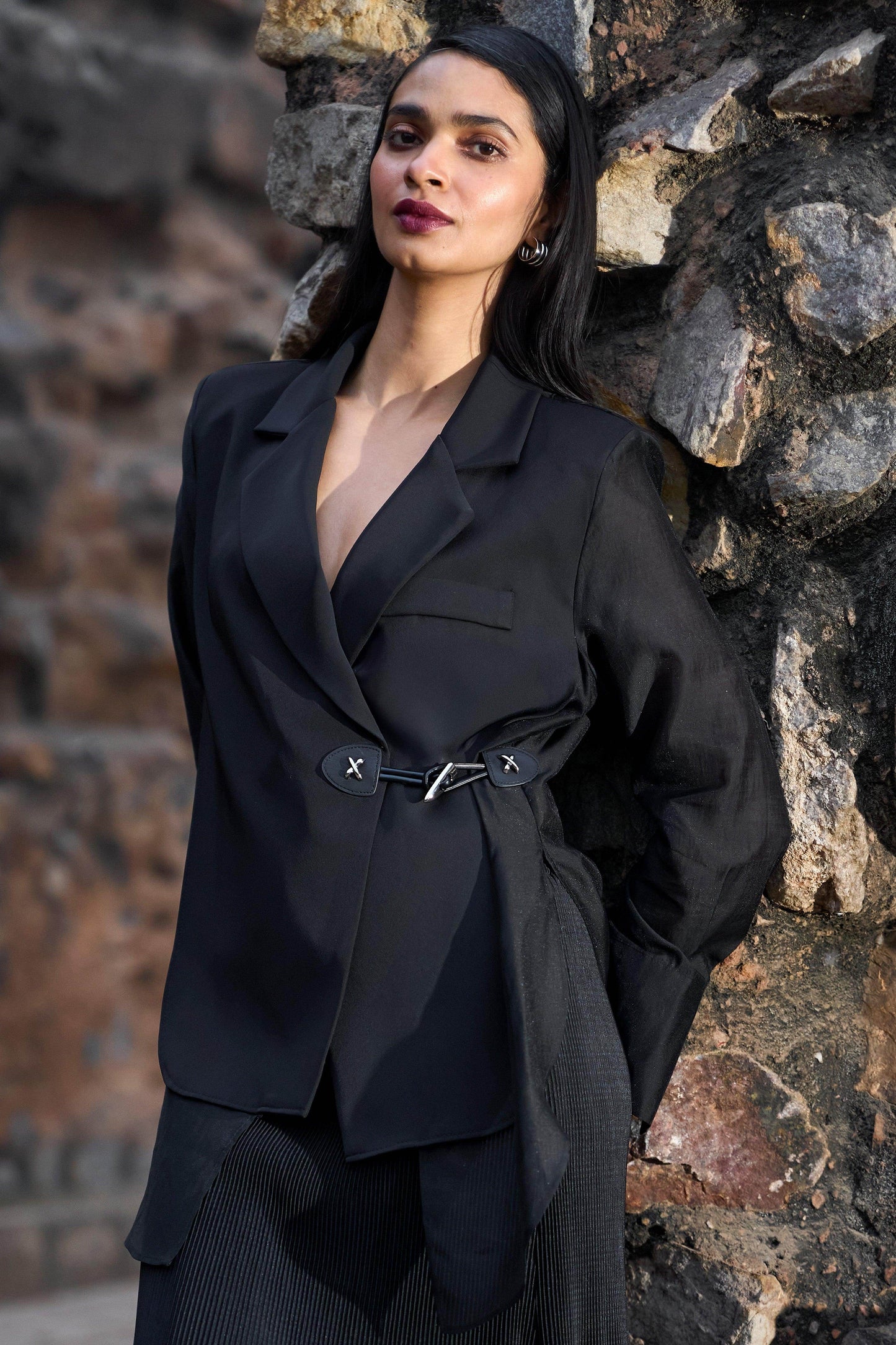 SIDE-TIE BLAZER SHIRT - dash and dot