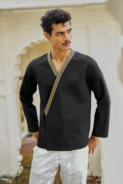 OVERLAP SHIRT WITH EMBROIDERY