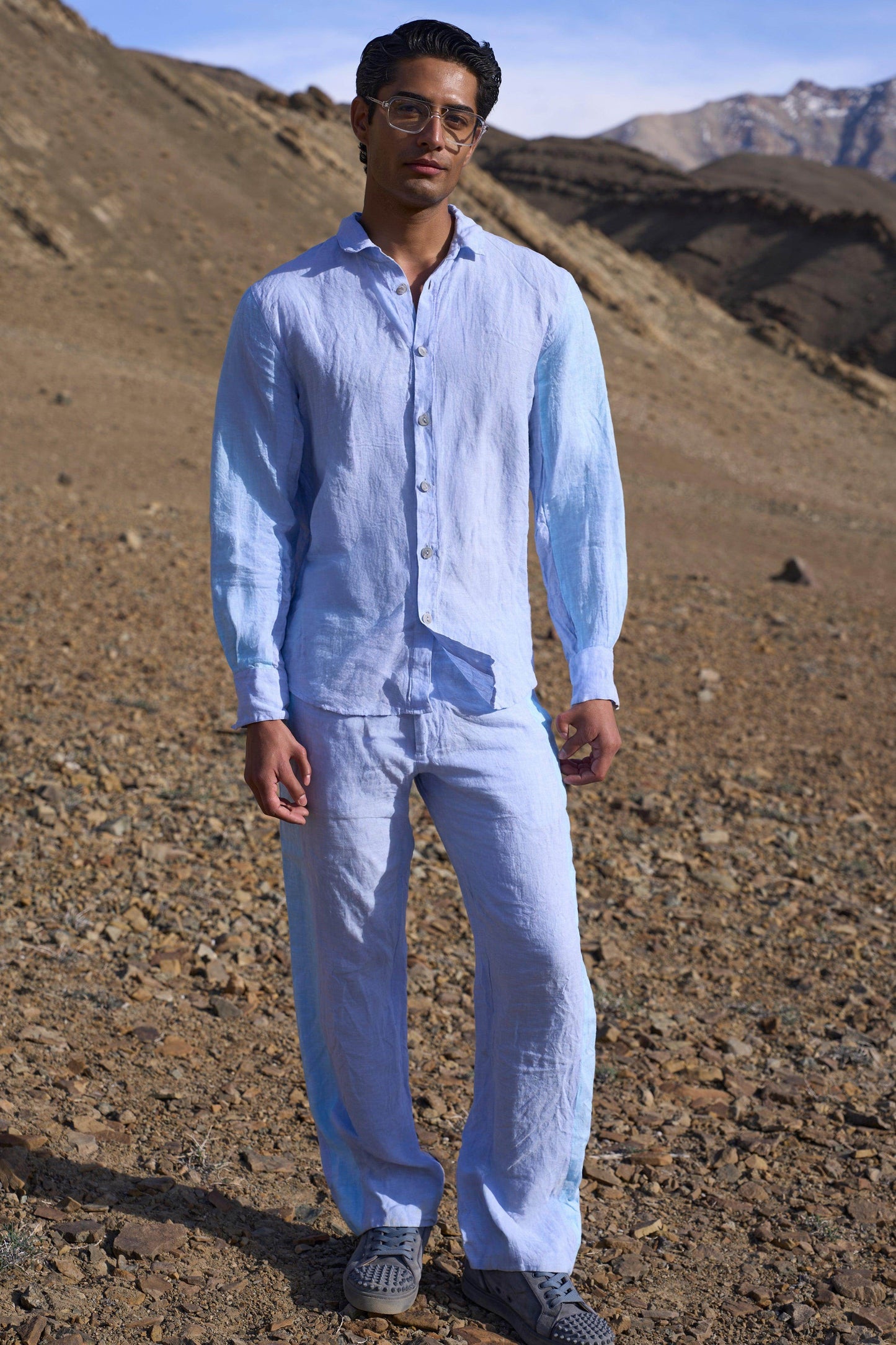 LINEN COLOUR BLOCK PANT SET - dash and dot