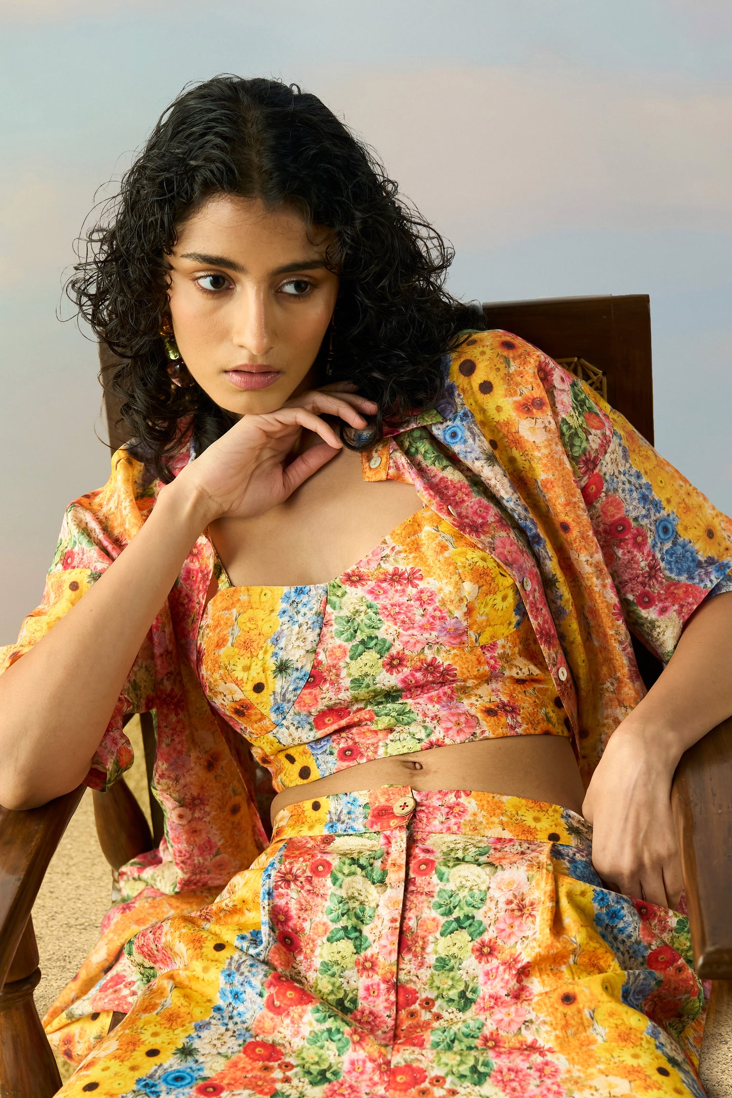 BOTANICAL STRIPE PRINT BRALETTE