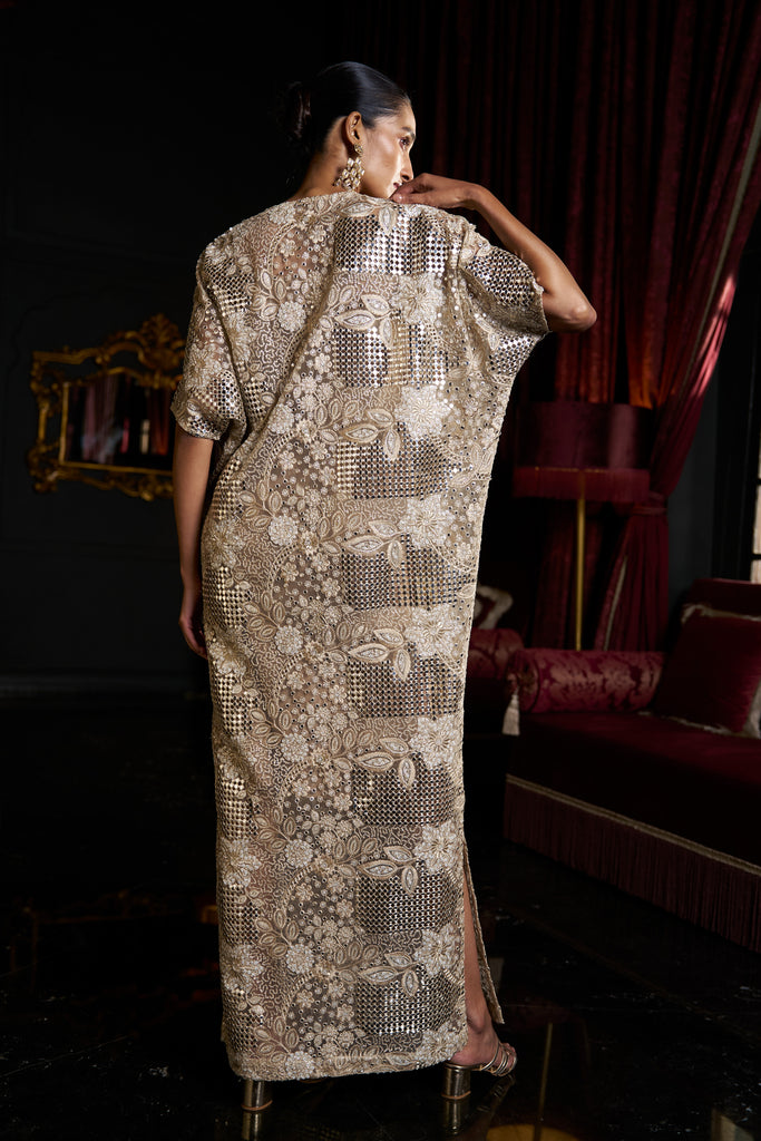 MIRROR AND BEAD EMBROIDERED KAFTAN dash and dot