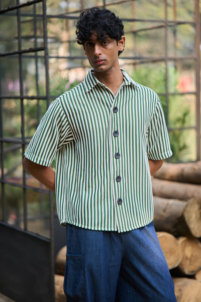 TEXTURED STRIPED SHIRT dash and dot