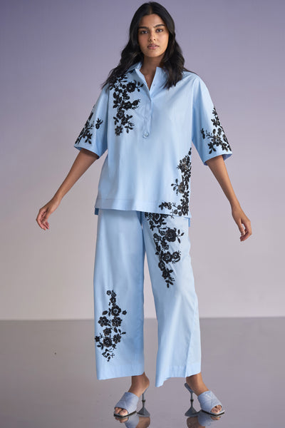 FLORAL BEAD EMBROIDERED SHIRT