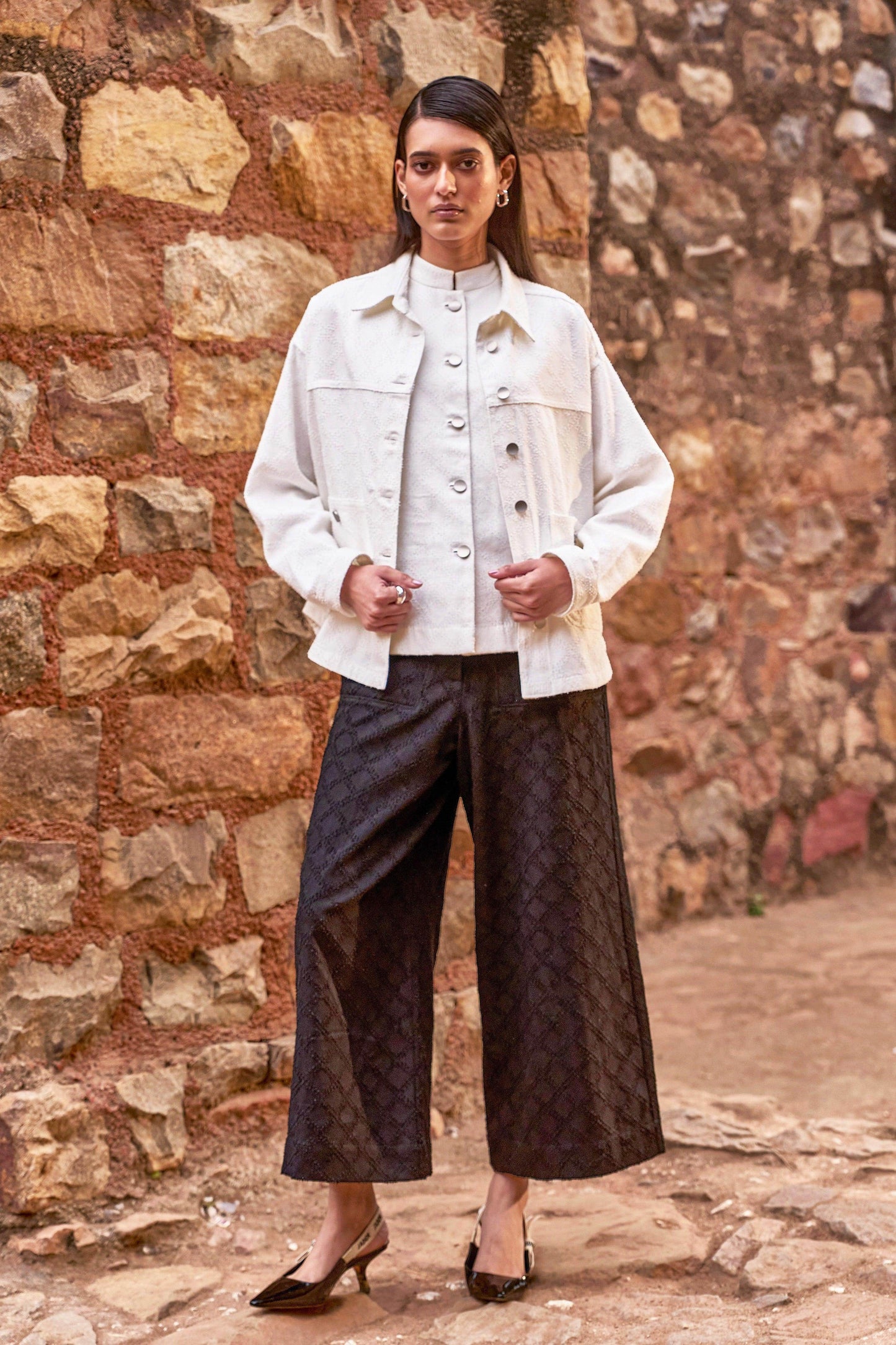 TEXTURED DENIM SHACKET AND PANT - dash and dot