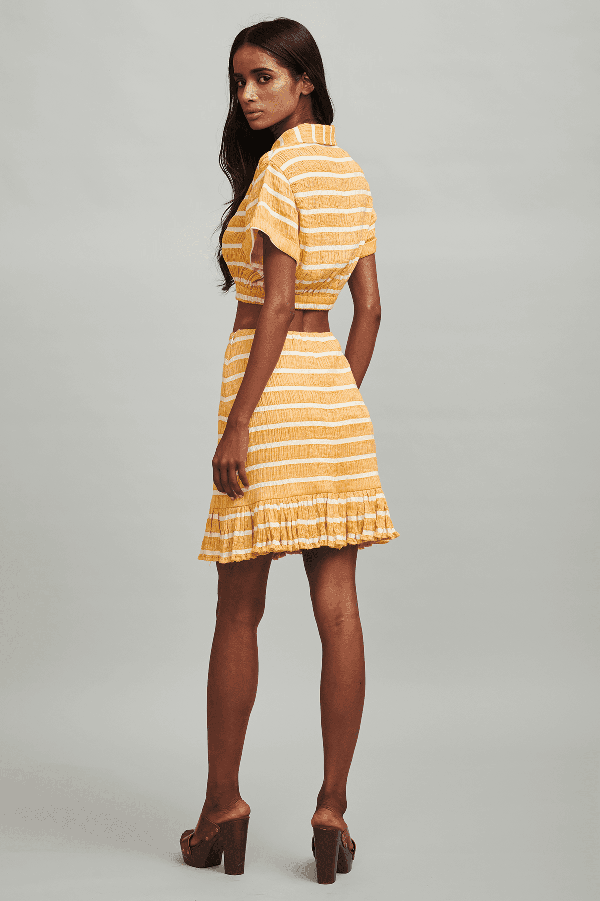 MUSTARD STRIPE MINI SKIRT - dash and dot