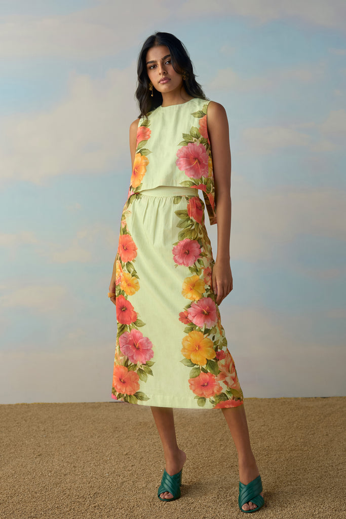 LINEN TULIP PLACED SKIRT dash and dot