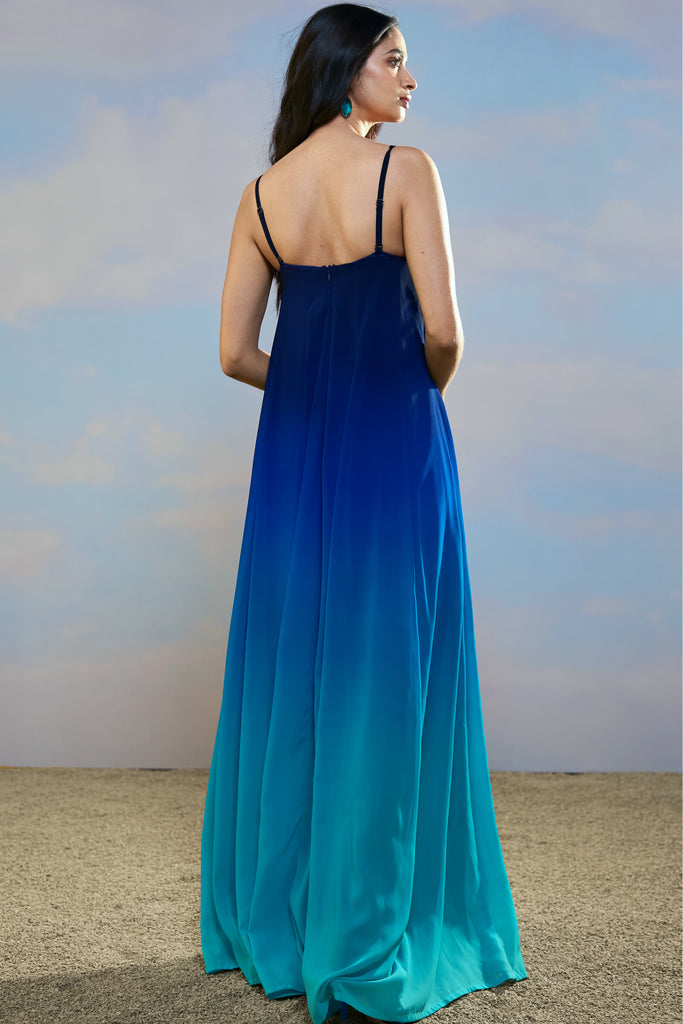 OFF-SHOULDER FLARED OMBRÉ GOWN dash and dot
