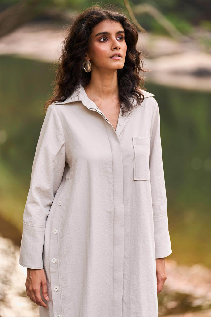 SIDE BUTTON SHIRT DRESS - dash and dot dash and dot