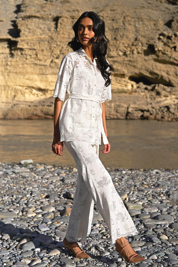 FLORAL LACE FLARED PANT - dash and dot dash and dot