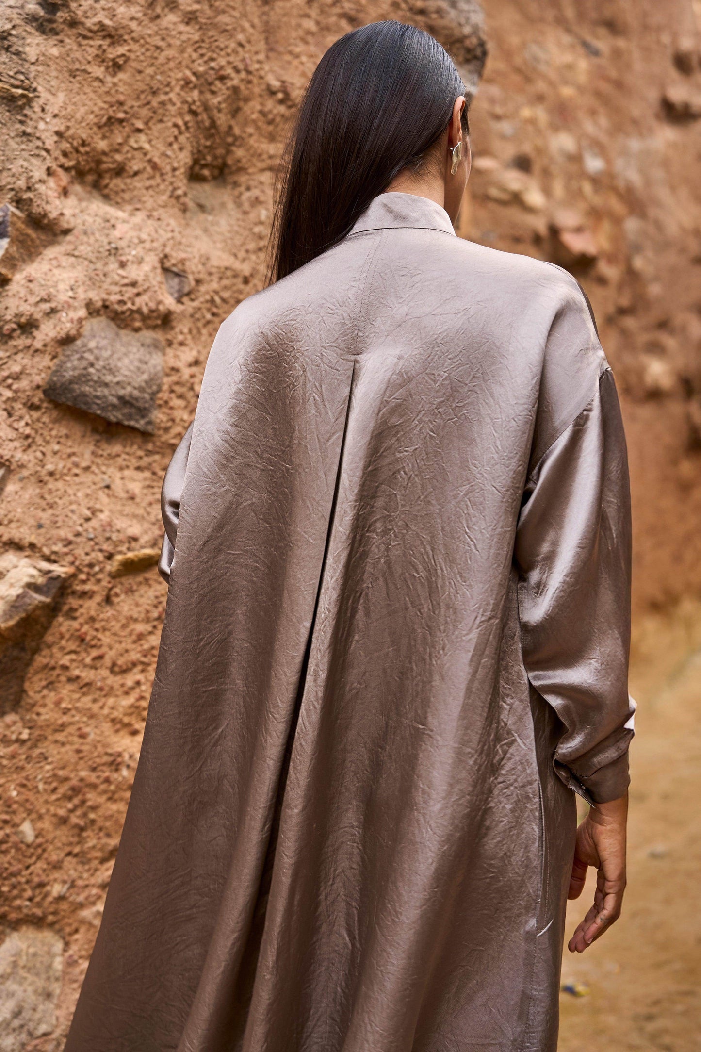 ZIP NECK SATIN MIDI - dash and dot