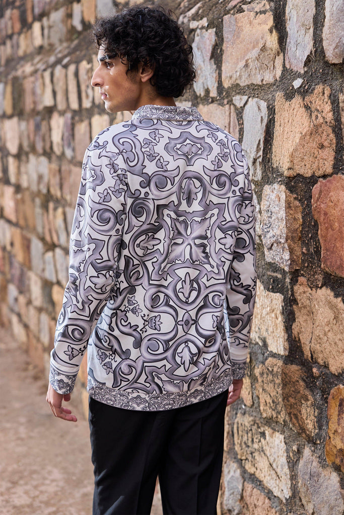 CERAMIC PRINT ZIP FRONT SHIRT - dash and dot dash and dot