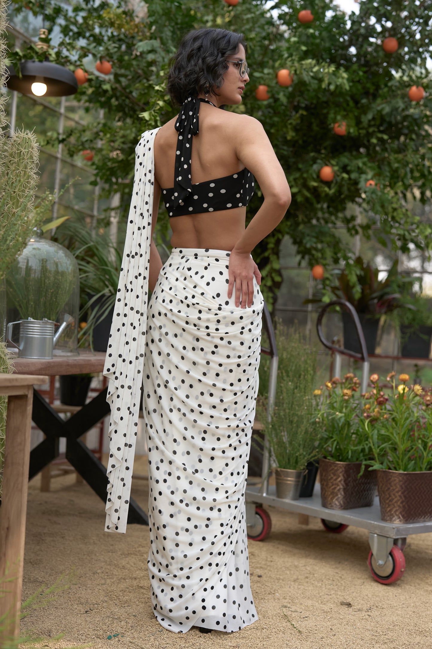 POLKA DOT HALTER NECK BLOUSE