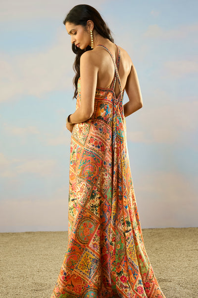 ORNAMENTAL PRINT HALTER MAXI