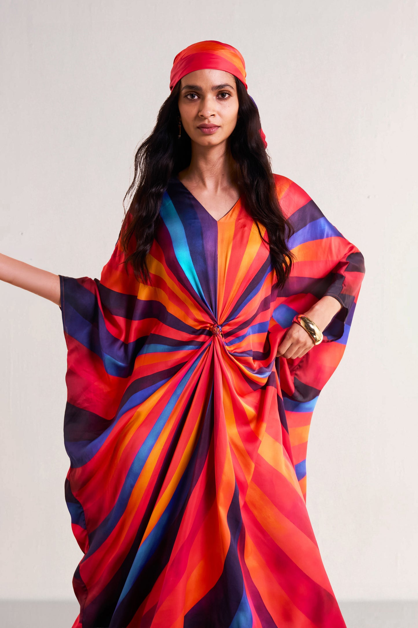 SWIRL KAFTAN WITH SCARF