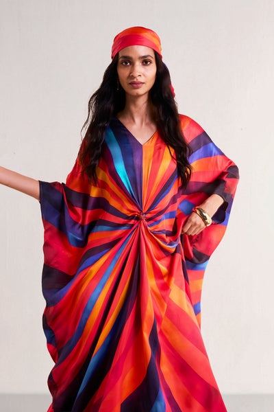 SWIRL KAFTAN WITH SCARF
