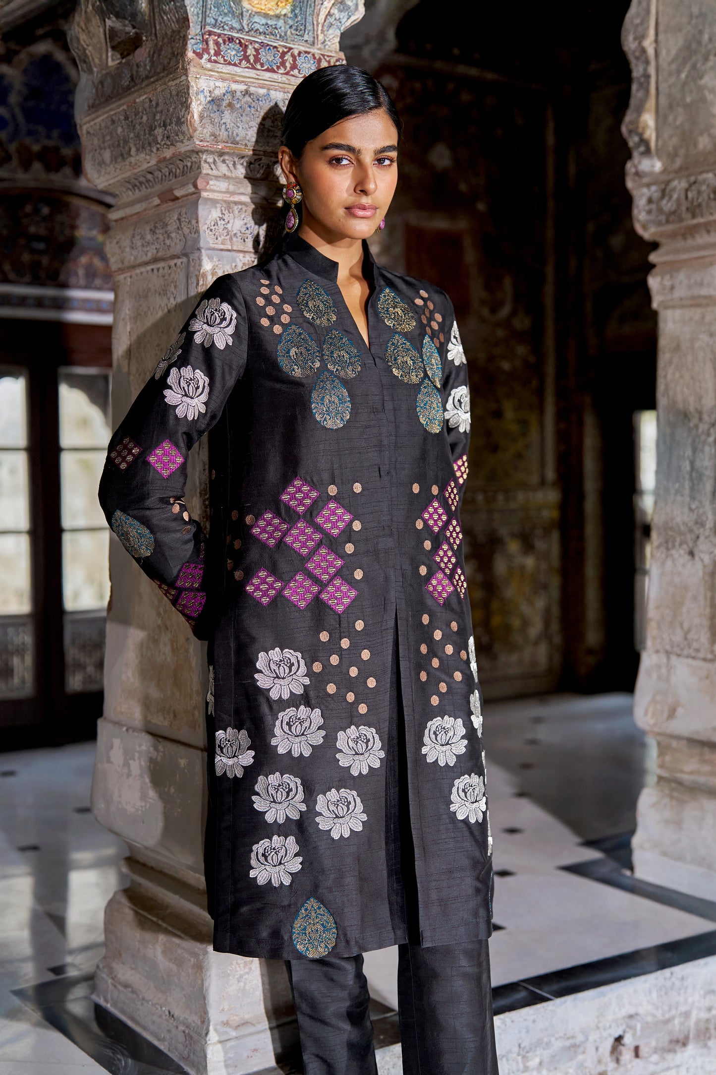 BROCADE EMBROIDERED TOP