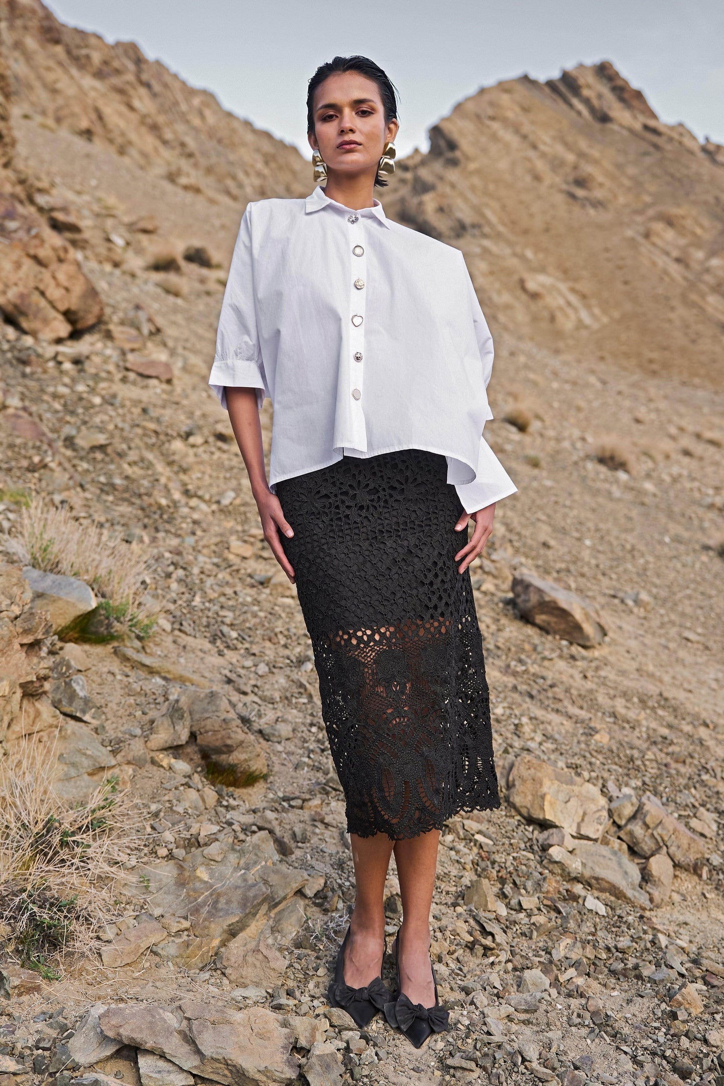 METALLIC LACE SKIRT - dash and dot