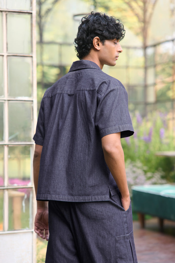 DENIM POPOVER SHIRT & PANT SET dash and dot