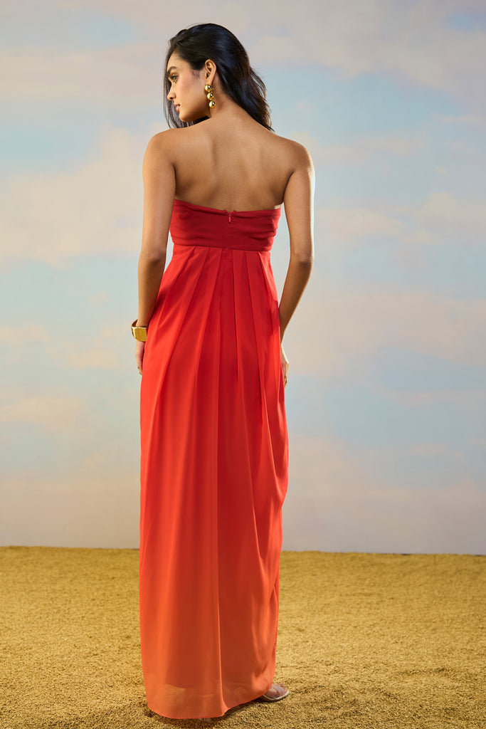 OFF-SHOULDER OMBRÉ DRAPED GOWN dash and dot
