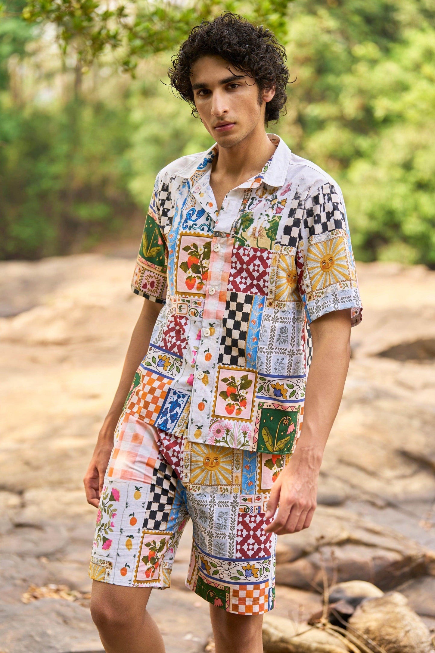 PATCHWORK PRINT SHORTS SET - dash and dot