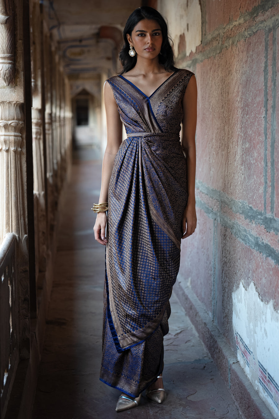 BENARES BROCADE SARI GOWN