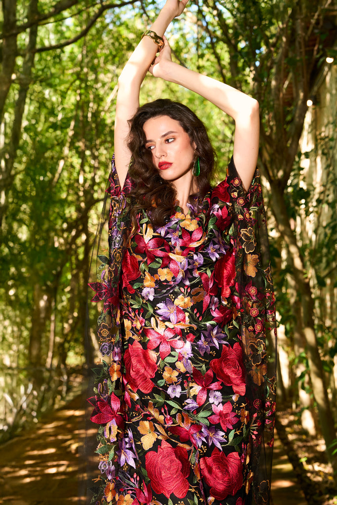 EMBROIDERED FLORAL KAFTAN dash and dot